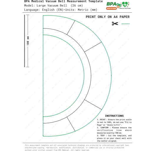 Large Vacuum Bell 26 cm PDF Drawing – Size Template for Chest Correction Device