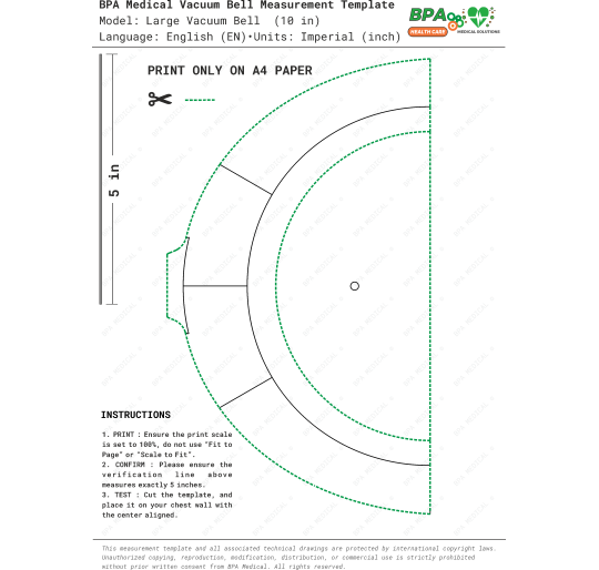 Large Vacuum Bell 26 cm PDF Drawing – Size Template for Chest Correction Device