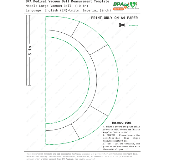Large Vacuum Bell 26 cm PDF Drawing – Size Template for Chest Correction Device