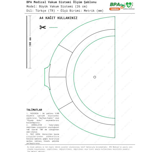 Large Vacuum Bell 26 cm PDF Drawing – Size Template for Chest Correction Device
