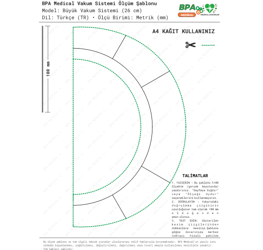 Large Vacuum Bell 26 cm PDF Drawing – Size Template for Chest Correction Device