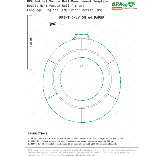 Mini Vacuum Bell DWG File Mini Vacuum Bell 16 cm PDF Drawing – Chest Measurement Template